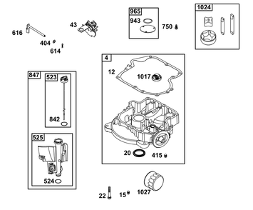 Lubrication Group Diagram and Parts List for 21R772-0025-H5 200000 - 399999 Briggs and Stratton Engine